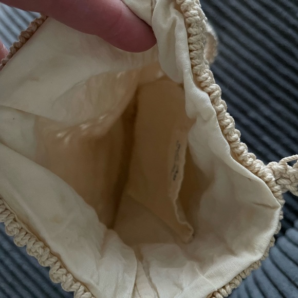 Handmade woven purse cream color wooden button hippie boho bag crochet women - Picture 6 of 8